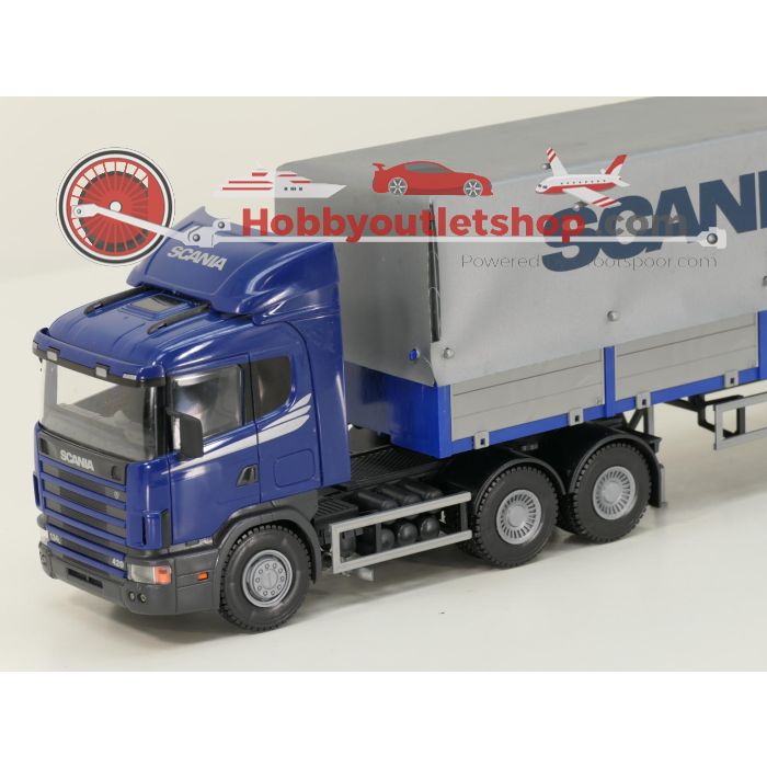 EMEK Blauwe scania 124L 420 met dekzijl trailer - sku: 20241128032834 - Gebraucht - Sehr guter Zustand - Bild 2