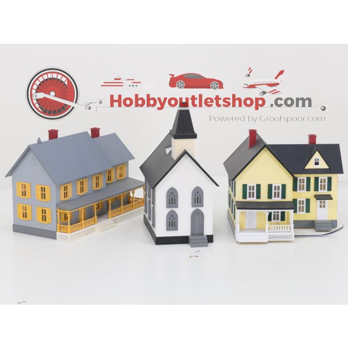 Schaal 0 Lionel 1930440, Rail-King 30-9003 en 30-9007 set van 3 gebouwen #8380