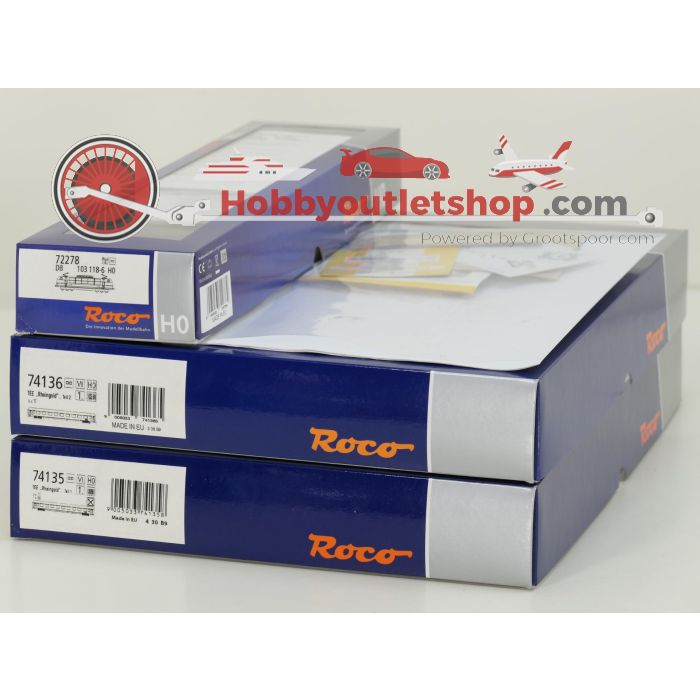 Schaal H0 Roco 72278, 74135 en 74136 TEE-set BR103 met TEE-rijtuigen "Rheingold" Teil 1 en 2 van de DB. Digitaal #9129 - sku: 20260317044707 - Gebruikt - Nieuwstaat - Afbeelding 40