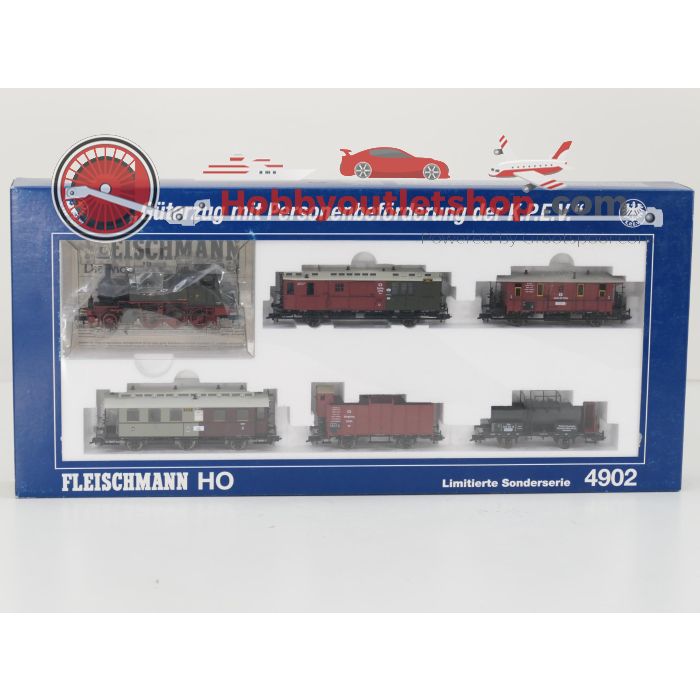 Schaal H0 Fleischmann NEW OLD STOCK COMPLETE SET 4902, 85 5825, 85 5826, 85 5826 en 85 5827 "Güterzug mit Personenbeförderung" van de KPEV #9456 - sku: 20260618092330 - Nieuw - Afbeelding 2