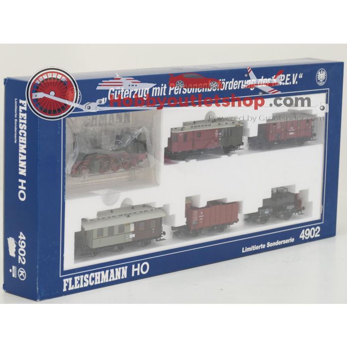Schaal H0 Fleischmann NEW OLD STOCK COMPLETE SET 4902, 85 5825, 85 5826, 85 5826 en 85 5827 "Güterzug mit Personenbeförderung" van de KPEV #9456 - sku: 20260618092330 - Nieuw - Afbeelding 4
