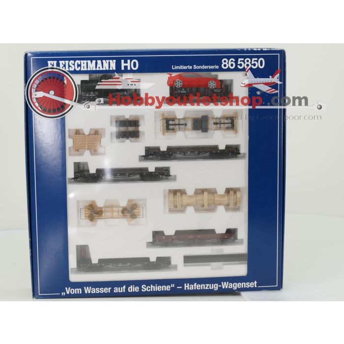 Schaal H0 Fleischmann NEW OLD STOCK COMPLETE SET 86 5850 en 86 5850 "Vom Wasser auf die Schiene" Hafenzug-Zugset/Wagenset van de K.Bay.Sts.B. #9461 - sku: 20260618114856 - Nieuw - Afbeelding 2