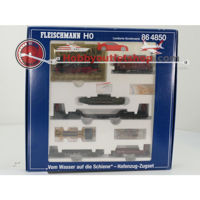 Schaal H0 Fleischmann NEW OLD STOCK COMPLETE SET 86 5850 en 86 5850 "Vom Wasser auf die Schiene" Hafenzug-Zugset/Wagenset van de K.Bay.Sts.B. #9461 - sku: 20260618114856 - Nieuw - Afbeelding 4