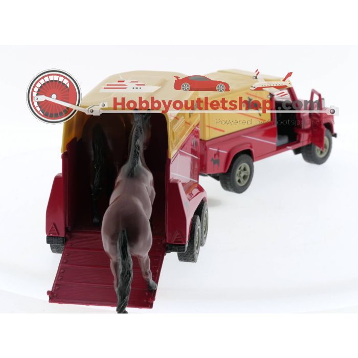 Schaal 1:32 Siku 3758 Land Rover Defender met Paardentrailer Set #5115