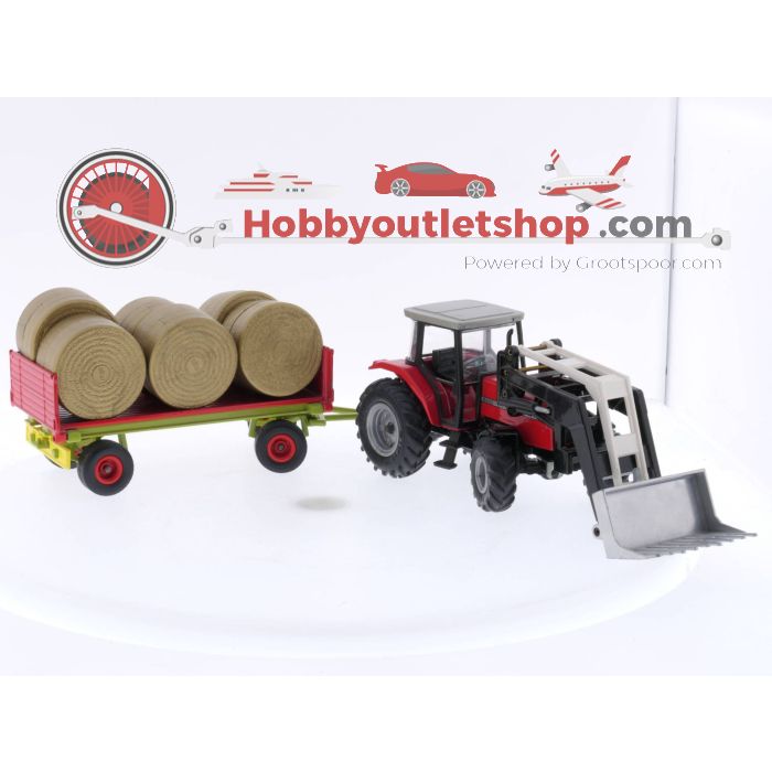 Schaal 1:32 Siku 3955 Tractor met Voorlader en Hooibalenwagen #5122 - sku: 20231109031104 - Gebruikt - Nieuwstaat - Afbeelding 2