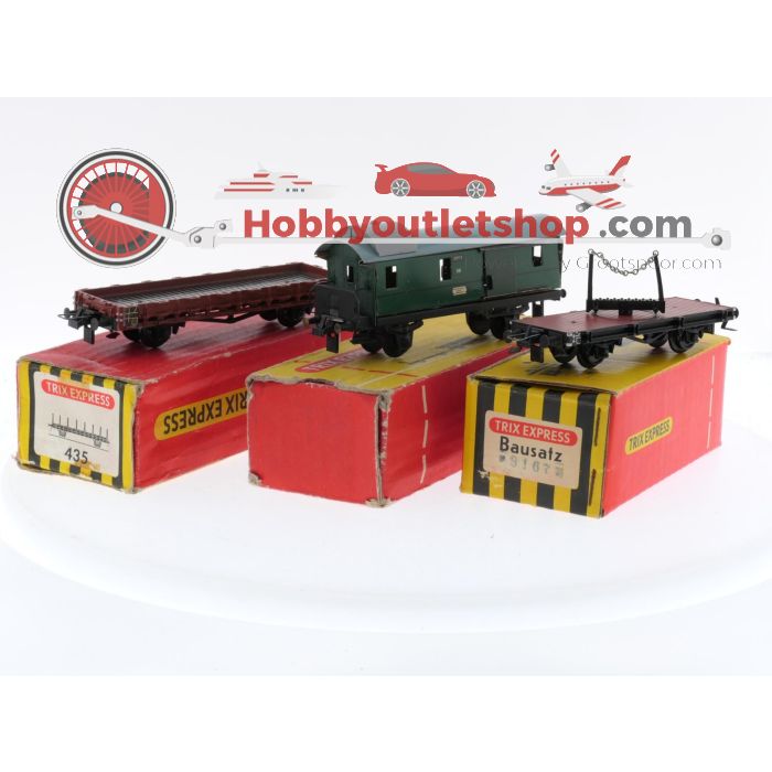 Schaal H0 Trix Express 3441, 3435 en 6020 Goederen wagons van de DB #5201