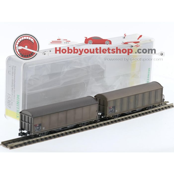 Schaal N Minitrix 15307 Set Hbis-v Schuifwandwagen van de SBB #5312