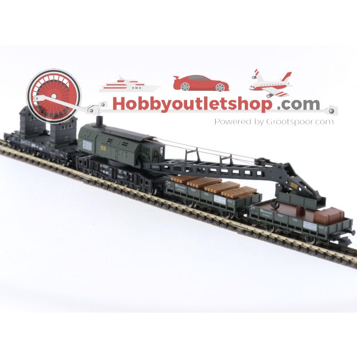 Schaal N Fleischmann 8599 90 tons Krupp Ardelt spoorkraan van de DB #5477
