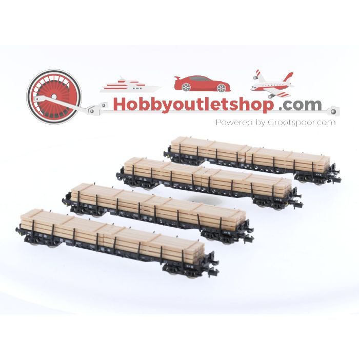 Schaal N Fleischmann 931886 rongenwaons set van 4 van de DB #3471