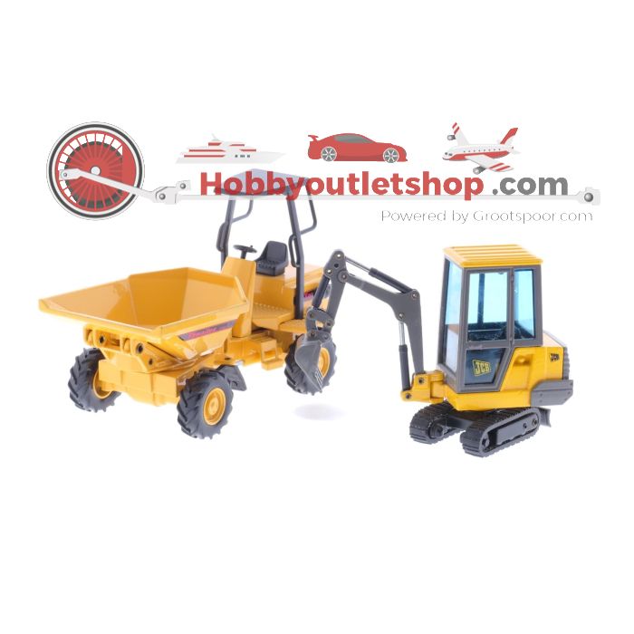 Schaal 1:35 Joal 157 Thwaites 5TM Site Dumper w/ROPS & Joal 162 JCB 801 Mini Excavator #4106