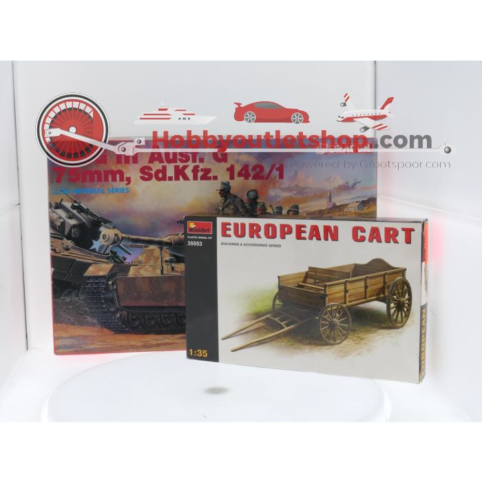Schaal 1:35 Dragon 9011 StuG lll Ausf. G 75mm, Sd.Kfz. 142/1 & Miniart 35553 European cart #4178