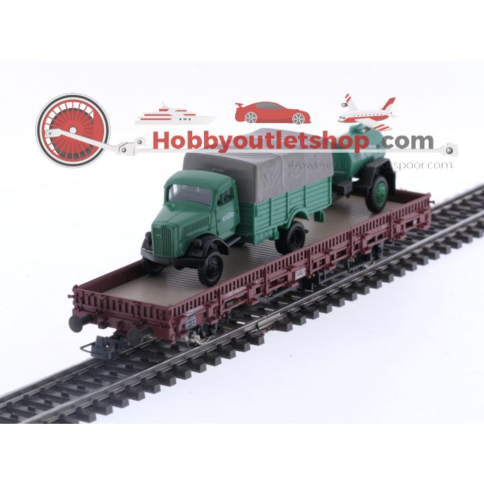 Schaal H0 Roco 47788 rongenwagon met vrachtwagen als lading van de DB #5708
