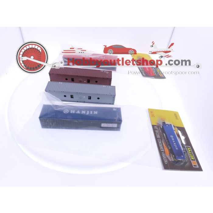 Schaal H0 Faller containers set 4 met 180842, 180849 & Fleischmann losse containers #5744
