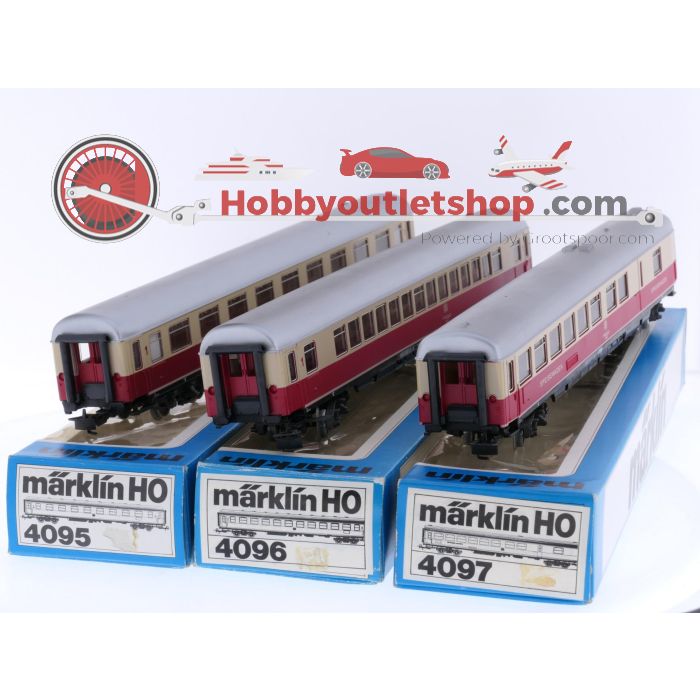 Schaal H0 Märklin 4095, 4096 & 4097 set van 3 TEE personenrijtuigen van de DB #5787