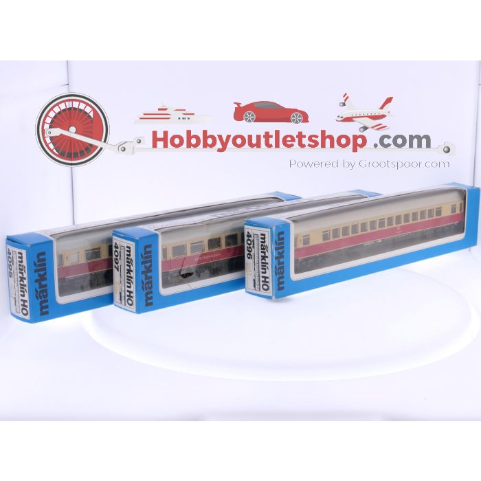 Schaal H0 Märklin 4095, 4096 & 4097 set van 3 TEE personenrijtuigen van de DB #5787