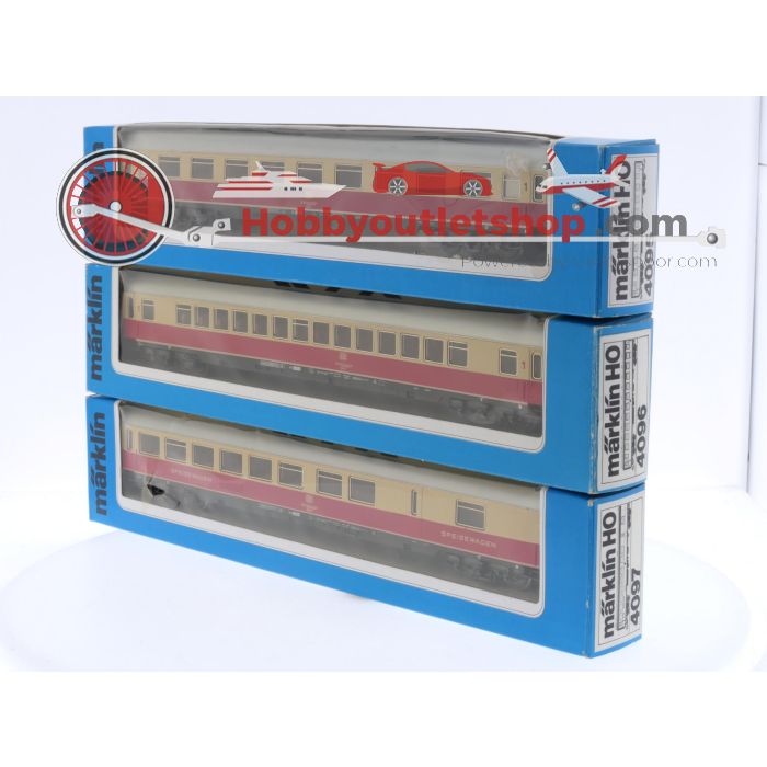 Schaal H0 Märklin 4095, 4096 & 4097 set van 3 TEE personenrijtuigen van de DB #5787