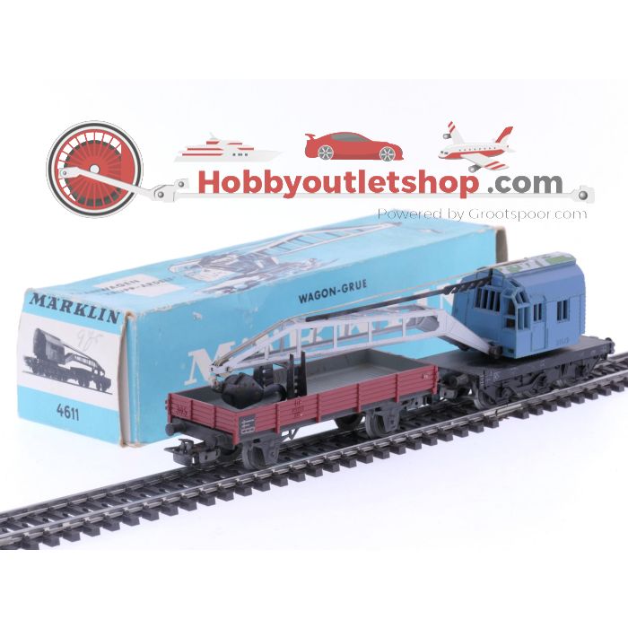Schaal H0 Märklin 4611.4 & 4503.3 kraanwagen met lageboordwagen van de DB #5790
