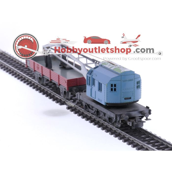 Schaal H0 Märklin 4611.4 & 4503.3 kraanwagen met lageboordwagen van de DB #5790