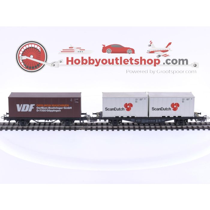 Schaal H0 Märklin 4455 & 4770 set van 2 containerwagons van de DB #5855