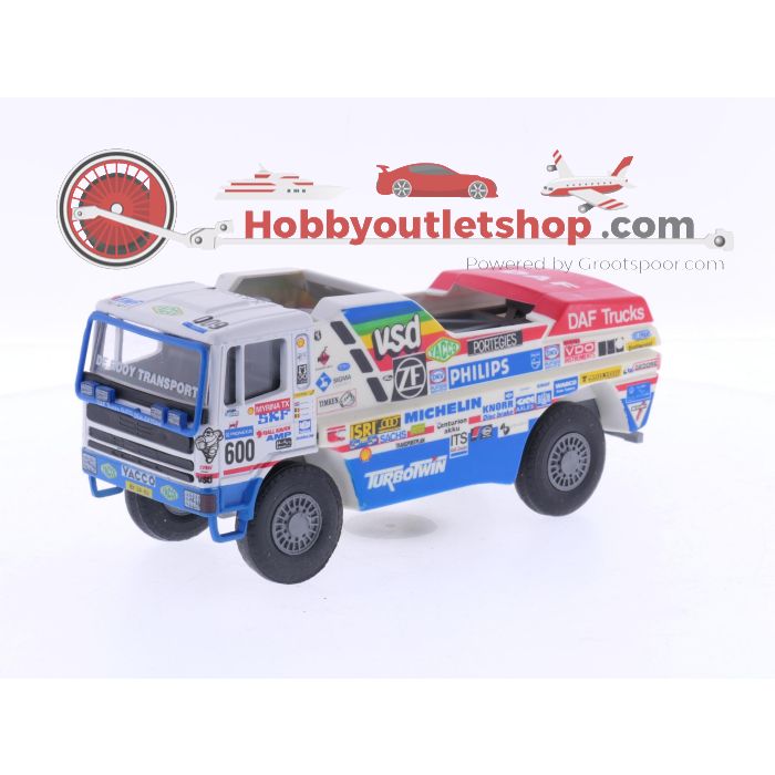 Schaal 1:50 Portegies truck models DAF Turbotwin II Parijs-Dakar 1988.Jan de Rooy 600,608,609 . Set van 4 modellen, met fotos en stickers #6051 - sku: 20240809111656 - Gebruikt - Zo goed als nieuw - Afbeelding 10
