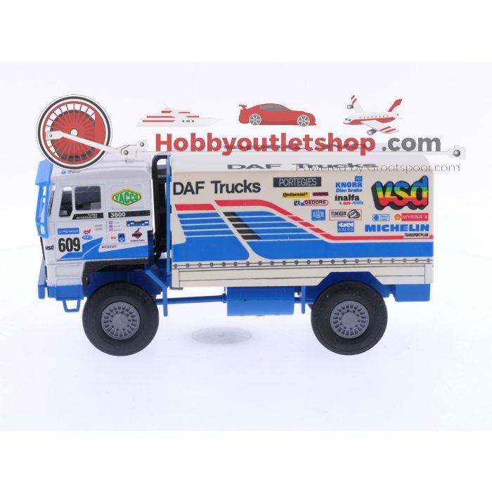 Schaal 1:50 Portegies truck models DAF Turbotwin II Parijs-Dakar 1988.Jan de Rooy 600,608,609 . Set van 4 modellen, met fotos en stickers #6051 - sku: 20240809111656 - Gebruikt - Zo goed als nieuw - Afbeelding 30