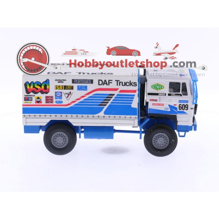 Schaal 1:50 Portegies truck models DAF Turbotwin II Parijs-Dakar 1988.Jan de Rooy 600,608,609 . Set van 4 modellen, met fotos en stickers #6051 - sku: 20240809111656 - Gebruikt - Zo goed als nieuw - Afbeelding 33