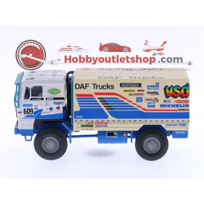 Schaal 1:50 Portegies truck models DAF Turbotwin II Parijs-Dakar 1988. 609 Jan de Rooy. #6055