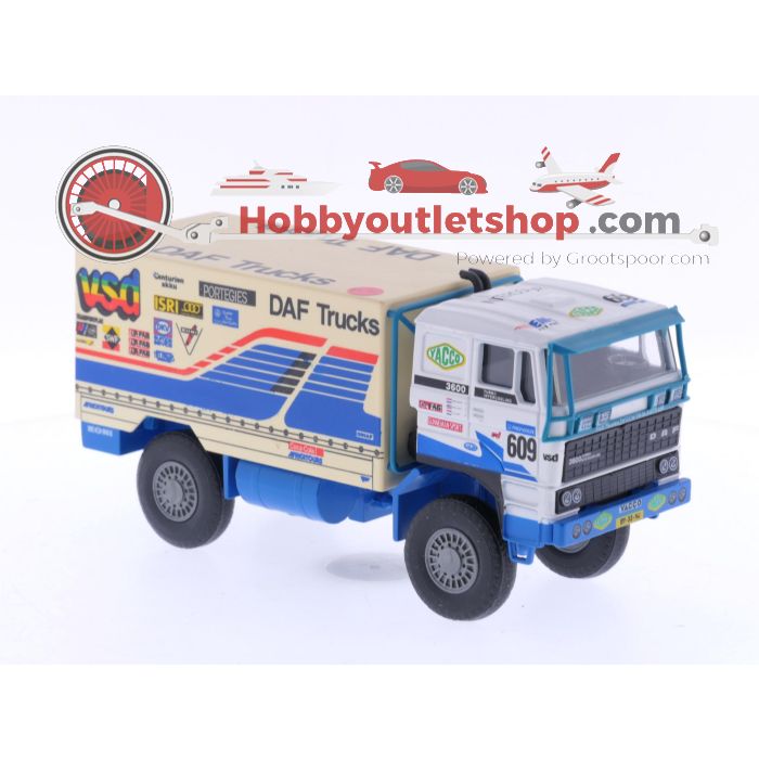 Schaal 1:50 Portegies truck models DAF Turbotwin II Parijs-Dakar 1988. 609 Jan de Rooy. #6055