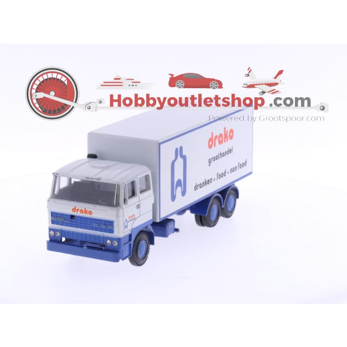 Schaal 1:50 Lion Car Nr.73 Daf 3300 Vrachtauto met kantelcabine en laadbak, Drako groothandel. #6105