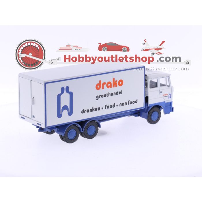 Schaal 1:50 Lion Car Nr.73 Daf 3300 Vrachtauto met kantelcabine en laadbak, Drako groothandel. #6105