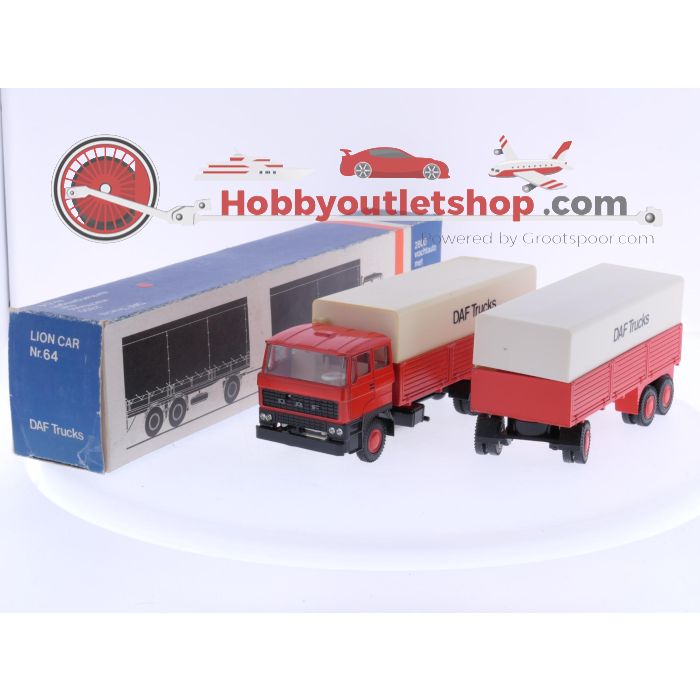  Schaal 1:50 Lion Car Nr.64 Daf 2800 vrachtauto met aanhang-wagen. #6115