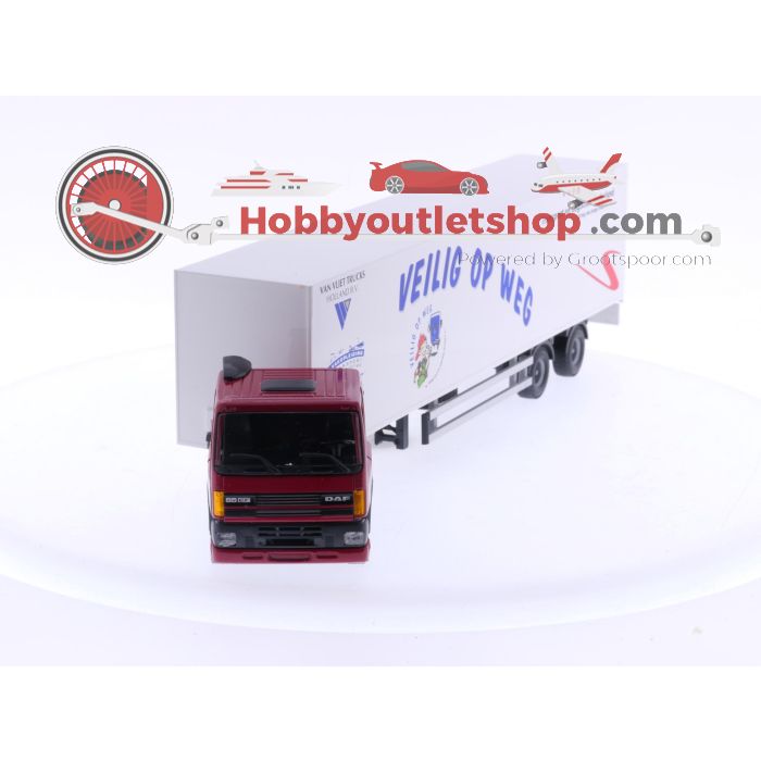 Schaal 1:50 Tekno MUS291 DAF veilig op weg 2000 DAF 85CF gesloten oplegger. #6118