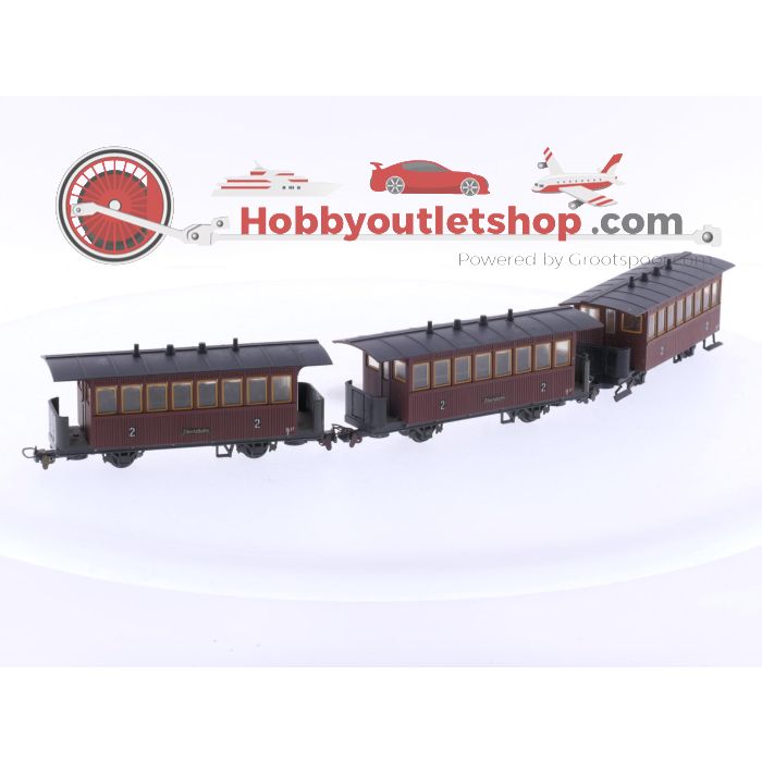 Schaal H0e Liliput 711 set van 3 personenrijtuigen Bi 17 van de Zillertalbahn OBB #5931