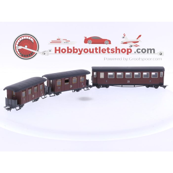 Schaal H0e Liliput 714 & 715 set van 3 personenrijtuigen 2 x Bi/s 22 & 1 x 4-assige van de Zillertalbahn OBB #5933