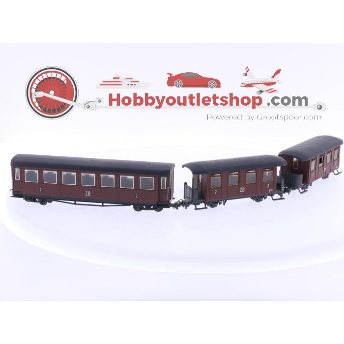 Schaal H0e Liliput 714 & 715 set van 3 personenrijtuigen 2 x Bi/s 22 & 1 x 4-assige van de Zillertalbahn OBB #5933