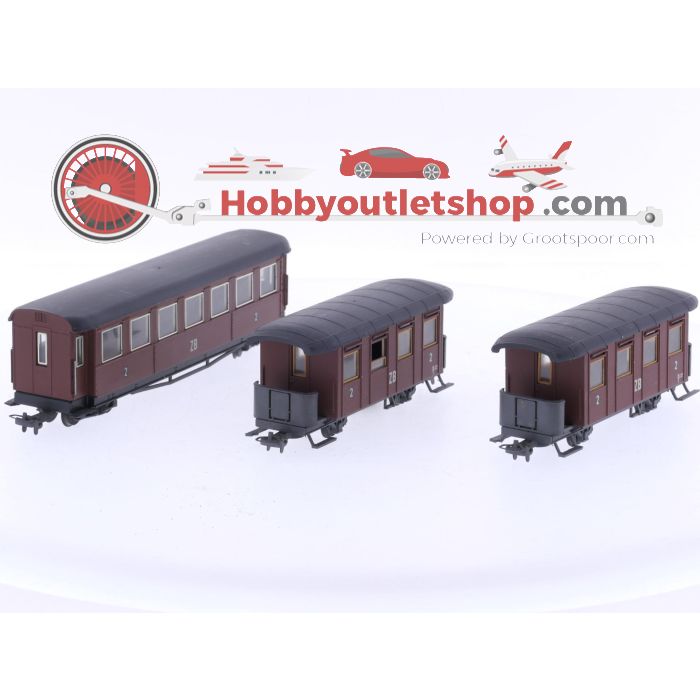 Schaal H0e Liliput 714 & 715 set van 3 personenrijtuigen 2 x Bi/s 22 & 1 x 4-assige van de Zillertalbahn OBB #5933