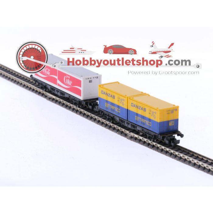 Schaal N Fleischmann 8243, 8233, 8248 & 823401 containerset 4 st. van de DB #5936
