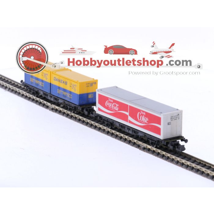 Schaal N Fleischmann 8243, 8233, 8248 & 823401 containerset 4 st. van de DB #5936