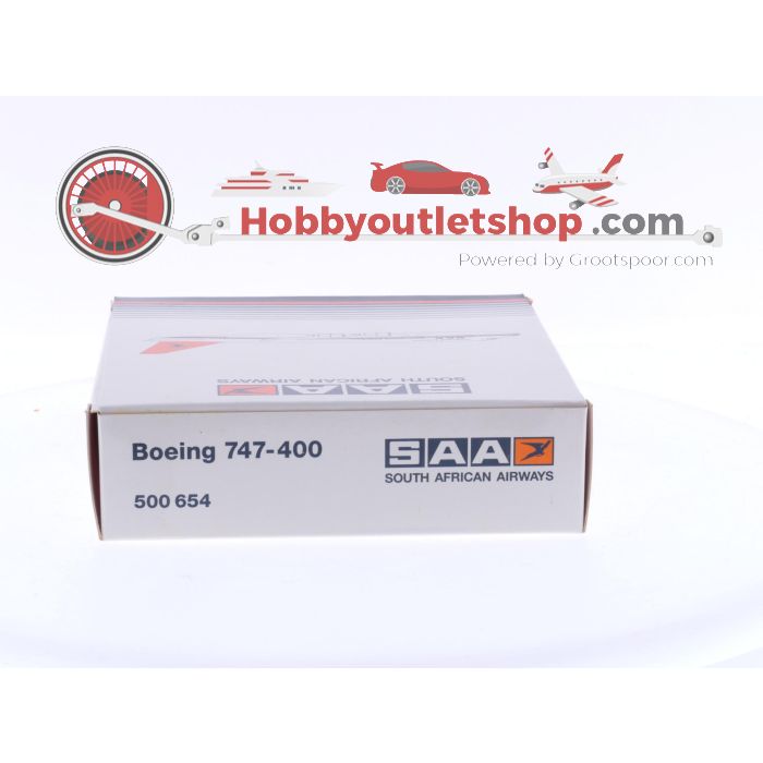 Schaal 1:500 Herpa 500654 South African Airways - Boeing 747-400 Reg.Nr. GR #6153