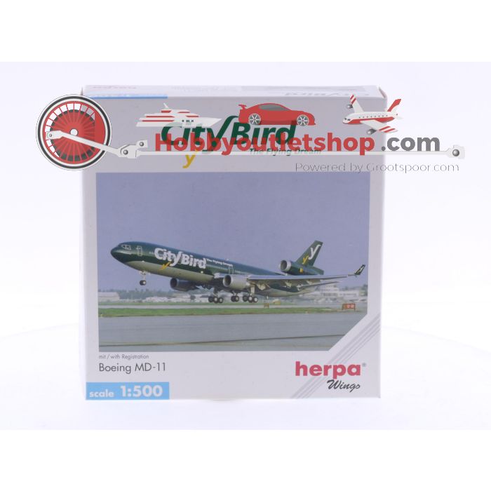 Schaal 1:500 Herpa 503440 CityBird - Boeing MD-11 Reg.Nr. OO-CTB #6186