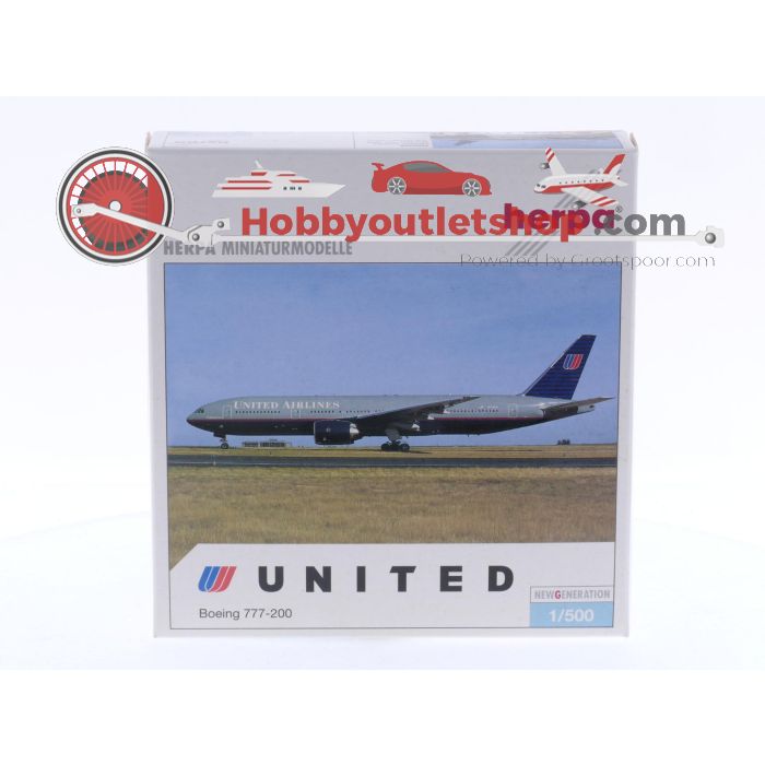Schaal 1:500 Herpa 506328 United Airlines - Boeing 777-200 Reg.Nr. N777UA #6254