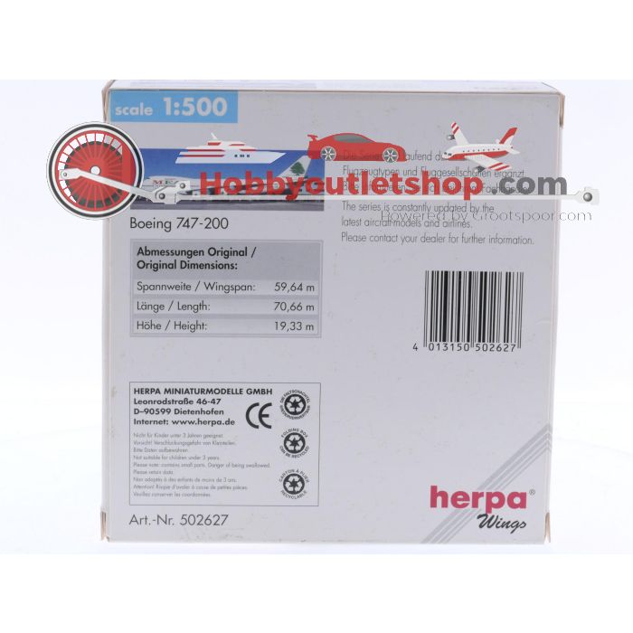 Schaal 1:500 Herpa 502627 MEA - Middle East Airlines Boeing 747-200 Reg.Nr. N203AE #6311 - sku: 20240926120830 - Gebruikt - Nieuwstaat - Afbeelding 3