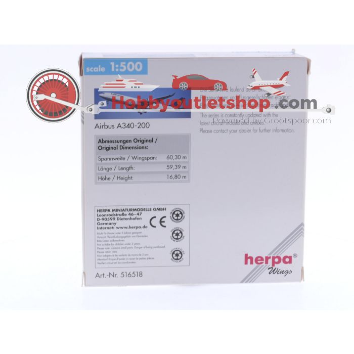 Schaal 1:500 Herpa 516518 Lufthansa Airbus A340-200 Reg.Nr. D-AIBF #6312 - sku: 20240926012013 - Used - New condition - Photo 3