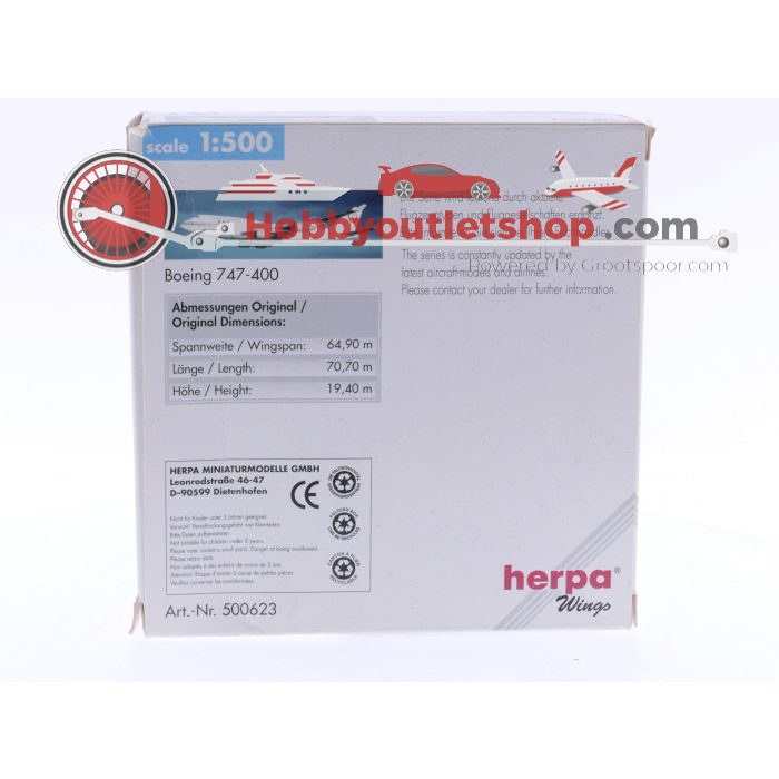 Schaal 1:500 Herpa 500623 JAL - Japan Airlines Boeing 747-400 "Sky Cruiser" Reg.Nr. JA8078 #6320 - sku: 20240926032039 - Gebruikt - Nieuwstaat - Afbeelding 3