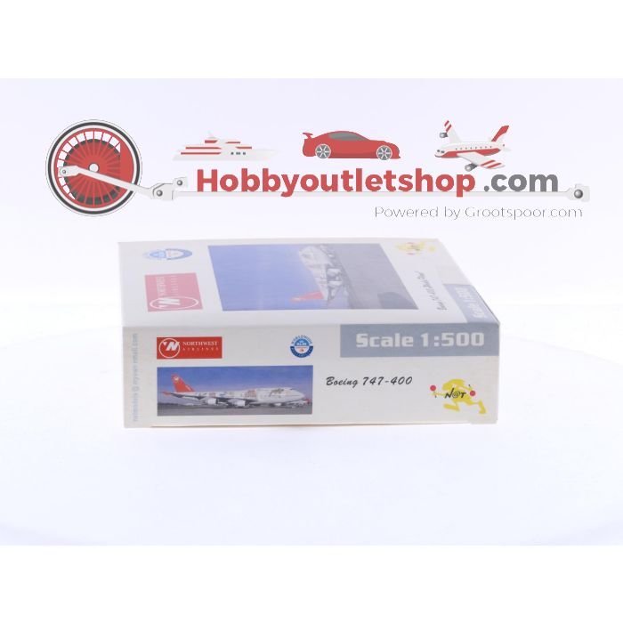 Schaal 1:500 NetModels NM757MON Northwest Airlines Boeing 747-400 World Plane Reg.Nr. N670US #6336