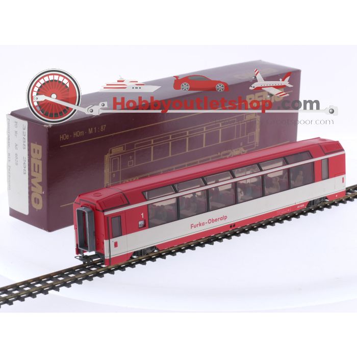 Schaal H0m Bemo 3288 208 AS 4028 Panorama rijtuig met personen van de FO #P206