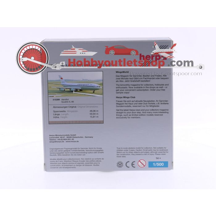 Schaal 1:500 Herpa 515399 Aeroflot Ilyushin IL-86 Reg.Nr. CCCP-86015 #6385 - sku: 20241010111648 - Gebraucht - Neuer Zustand - Bild 3