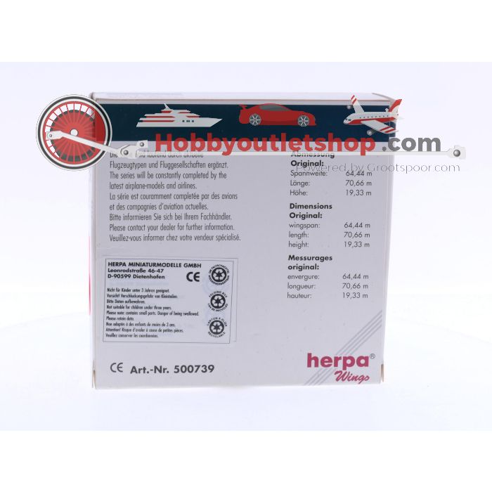 Schaal 1:500 Herpa 500739 Air Canada Boeing 747-400 Reg.Nr. GR #6393