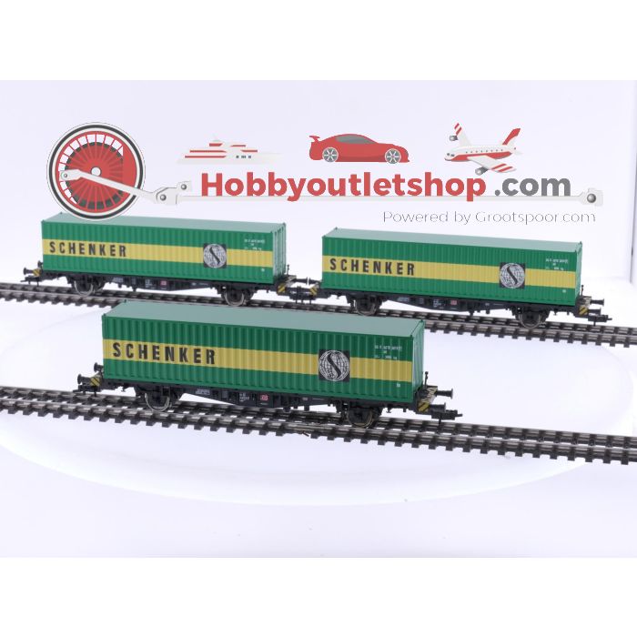 Schaal H0 Fleischmann 524001 containerwagen met container als lading set 3 st. #5748