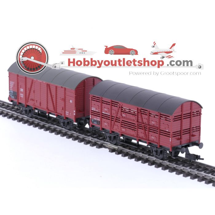 Schaal H0 Fleischmann 5020 & 5029 set van 2 goederenwagens van de DB #5778
